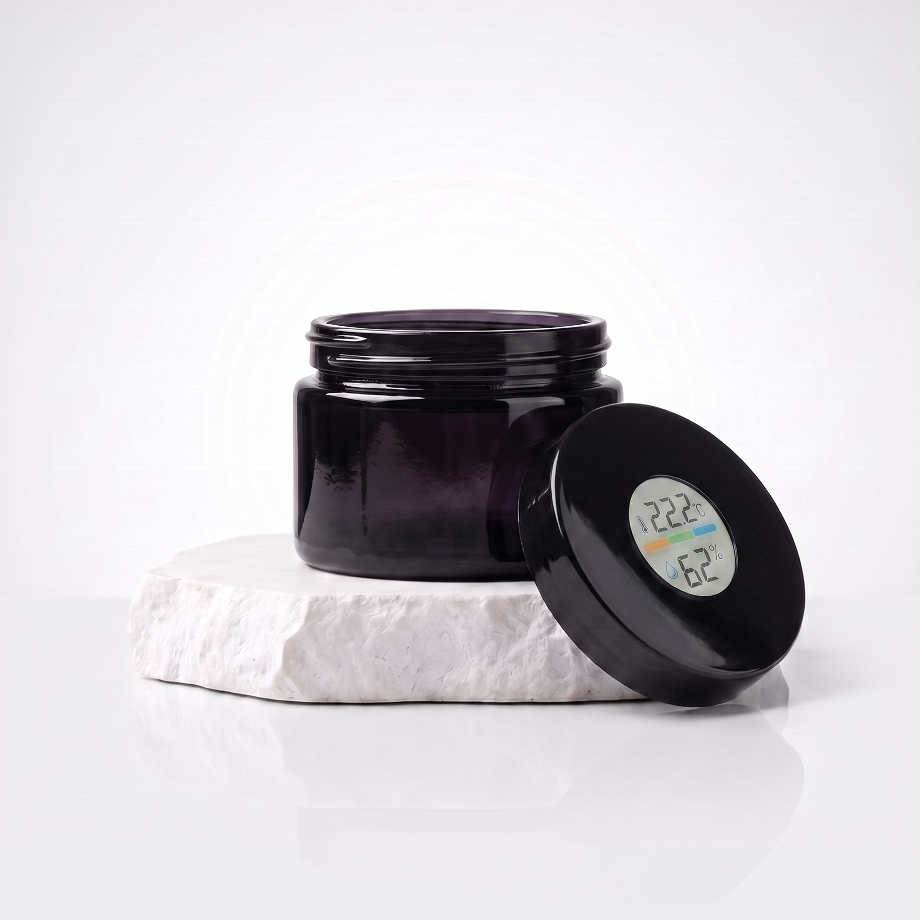Schwarz-Glas mit Hygrometer